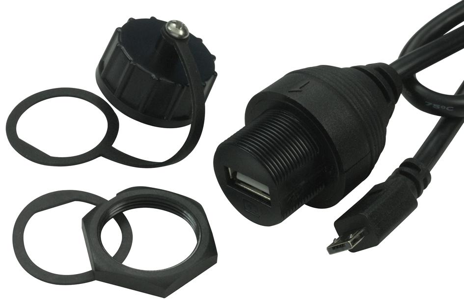 ADAPTOR, MICRO USB PLUG/USB A PANEL RCPT